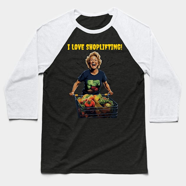 I love shoplifting! Baseball T-Shirt by Popstarbowser